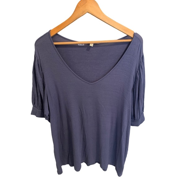 💜 Kim & Cami Los Angeles Puff Sleeve V-Neck Top X-Large - Picture 1 of 8